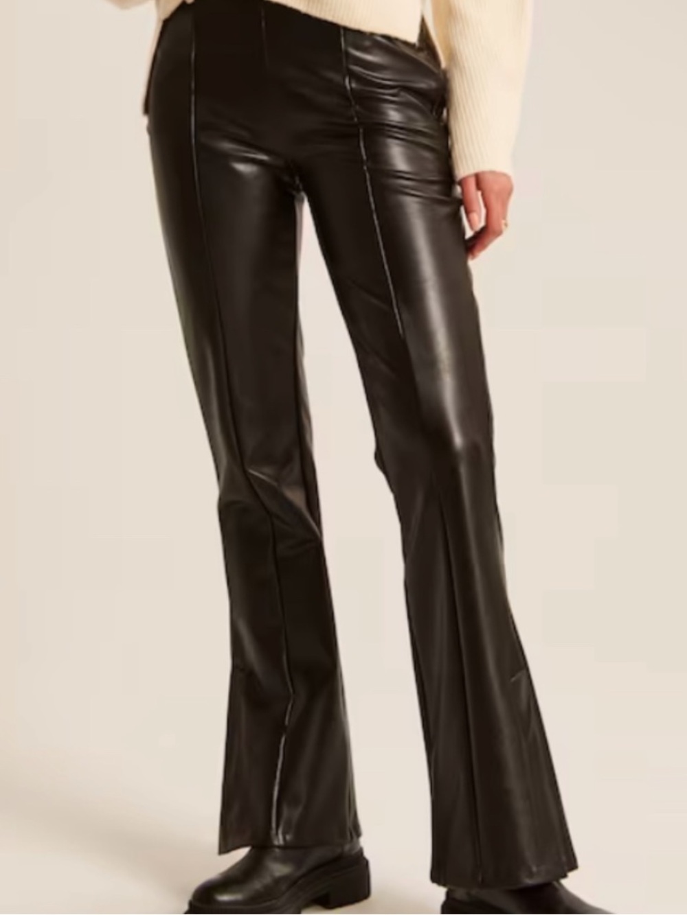 Abercrombie & Fitch Vegan Leather Flare Pant